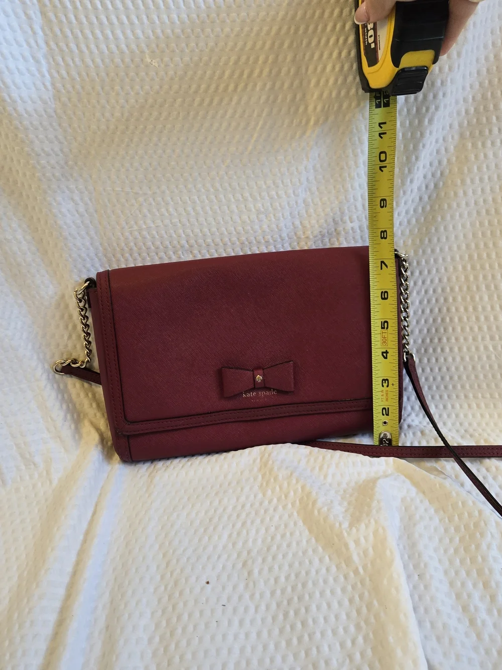 kate spade Burgundy Saffiano Bow Chain Crossbody